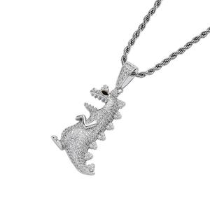 Colgante de Lujo con Diseño de Dinosaurio T-Rex, Micro Pavé de Circonita Cúbica, Joyería Hip Hop Brillante para Hombres y Mujeres - Product Image 3