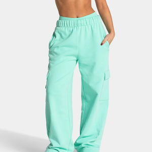 Premium <b>Women's</b> High Waist Wide Leg Canvas <b>Cargo</b> <b>Pants</b> Loose Fit Full Length Solid Fleece Breathable Multi Pocket Casual - Product Image 4