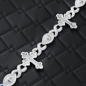 Pulsera de Cadena Unisex de Plata 925 con Baño de Rodio y Moissanita, Engaste de Garra Cruzada, Corte Brillante, Microincrustaciones, Estilo Hip Hop, para Boda - Product Image 3