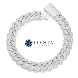 Bracelet à maillons en argent 925 plaqué rhodium pour homme LOISTA, design géométrique de luxe, à porter tous les jours - Product Image 1