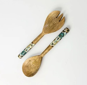 Cuillère à salade en bois artisanale à long manche, ustensile de cuisine en bois massif, écologique, pour servir riz et soupe - Product Image 5