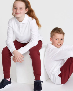 Uniforme Escolar Unisex 100% Algodón, Camisa Polo Blanca de Manga Larga para Primaria - Product Image 4