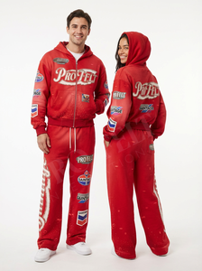 Ensemble de survêtement décontracté et confortable avec logo brodé personnalisé OEM/ODM, sweat à capuche zippé et pantalon de jogging, style streetwear - Product Image 3