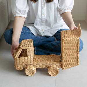 Vehículos de mimbre hechos a mano para bebés, juegos de juguetes de imitación, minicamión ecológico, juguetes para niños - Product Image 6