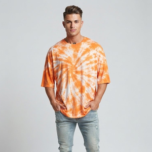 Camiseta de hombre con lavado ácido, manga corta, cuello redondo, estilo vintage, efecto desgastado por el sol, oversize, 245 g/m², 100% algodón - Product Image 1