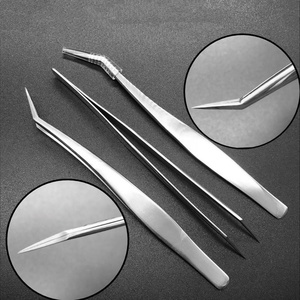 Juego de Pinzas para Extensión de Pestañas RMI 2 Different Point Silver Shin, Acero Inoxidable, Agarre Liso, Duraderas, Punta Lisa de 10 mm de Longitud - Product Image 2