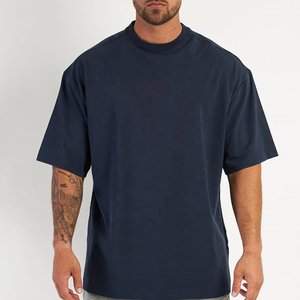 T-shirts de sport personnalisés grande taille en coton premium 100% avec impression, T-shirts homme à col rond et épaules tombantes, coupe oversize unie - Product Image 4