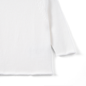Suéter de Punto para Bebé, Cuello Alto, Manga Larga, Unisex, Casual, Primavera, 100% Algodón, Blanco Sólido, Una Sola Capa - Product Image 2