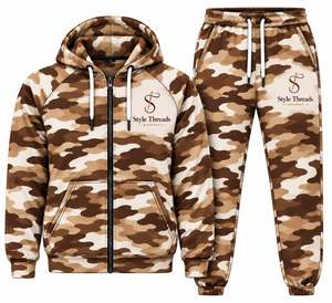 Style Threads <b>Camouflage</b> <b>Tracksuit</b> Set Full Sleeve Zipper Hooded Casual Wear for Adults with Custom Logo - Product Image 6