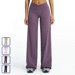 Customized Summer Knitted Push <b>Leggings</b> Butt Lifting <b>Yoga</b> Pants Solid Color Gym Fitness Women High Waist Sports <b>Flared</b> <b>Leggings</b> - Product Image 3