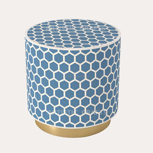 Tabouret en incrustation d'os vieilli au design moderne à motif hexagonal pour la maison salon chambre jardin et bars - Product Image 1