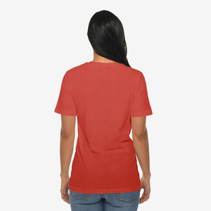Camiseta Roja de Cuello Redondo para Mujer, 100% Algodón Jersey, Corte Regular, Casual, Manga Corta, Primavera Verano, Transpirable, Color Sólido - Product Image 2