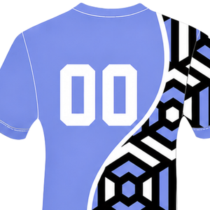 Camiseta de Rugby Geométrica Azul Periwinkle, Negra y Blanca, de Manga Corta, Cuello Redondo, Personalizable, Transpirable, para Entrenamiento Deportivo en Equipo - Product Image 4