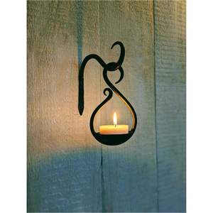 Handcrafted Wrought Iron Teardrop <b>Wall</b> <b>Sconce</b> Elegant Black Metal <b>Wall</b> Mount Hanging Tealight Candle Holder Vintage Home Decor - Product Image 1
