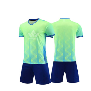 Men's Geometric Soccer Jersey Set V-Neck Short Sleeve Moisture Wicking Quick Dry Polyester Shorts Custom Team Soccer Uniform - Product Image 4