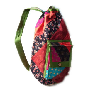 Handmade Ethnic Drawstring <b>Backpack</b> Bag Traditional Boho Tribal Sack Bag Lightweight Cotton Travel Gym Festival School Everyday - Product Image 1