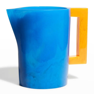 Jarra de agua de turquesa marmoleada con asa cuadrada, apta para lavavajillas, para servir en la cocina, para fiestas en casa. - Product Image 3