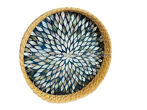 ถาดหวายทรงกลมฝังมุก - Product Image 4