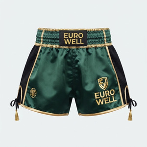 Nuevos Pantalones Cortos de Muay Thai Personalizados de Lona Premium Resistente, hasta la Mitad de la Rodilla, con Parche Personalizado para Kickboxing y Artes Marciales - Product Image 4