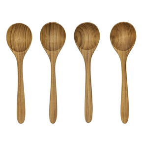 Ensemble de 4 louches en bois naturel écologiques - Ustensiles de cuisine durables, légers, compatibles micro-ondes et four, pour cuisiner et servir - Product Image 6