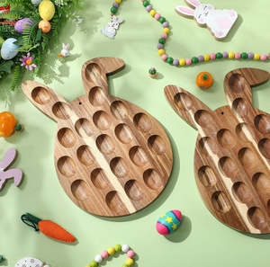 Porta Huevos de Madera de Acacia, Forma Rectangular, Tabla Multiusos para Servir Huevos Rellenos, Vajilla - Product Image 6