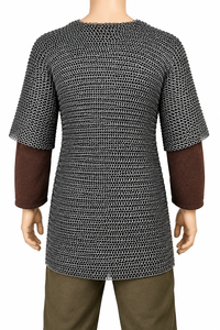 Camisa de malla metálica de media manga con anillos de 9 mm de acero dulce, armadura de cosplay hecha a mano, disfraz medieval para recreación histórica - Product Image 4