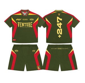 Ensemble de maillot et short de football rétro vintage personnalisé TAHAD Sports, maillot de football, t-shirt pour hommes, femmes, enfants, style streetwear, maillot en mesh - Product Image 1