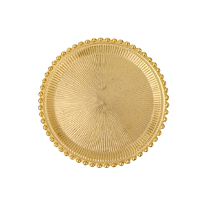 Round Metal <b>Decorative</b> Serving Tray Gold Color Metal Dish Platter with Handle for Home & Hotel Kitchenware Tableware - Product Image 1