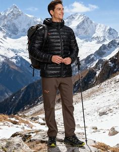 <b>Men's</b> Lightweight Packable Puffer Jacket Waterproof Winter Hood Jacket Custom Packable Quilted Puffer Jacket With Storage <b>Pouch</b> - Product Image 2