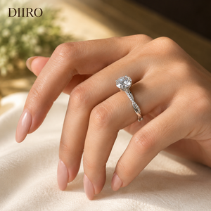 Anillo de Compromiso de Plata de Ley 925 para Mujer, Corte Brillante Redondo, Banda Trenzada, Anillo de Propuesta Clásico con Moissanita - Product Image 5