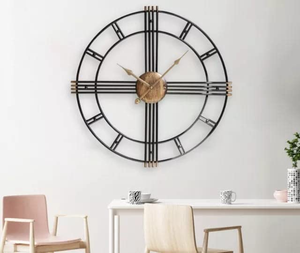 Horloge murale circulaire en métal avec chiffres romains, design minimaliste, mouvement à quartz silencieux pour salon, chambre à coucher, décoration de la maison - Product Image 3
