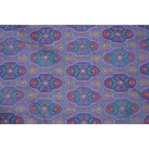 ผ้าไหมโดลาปักลายดอกไม้สีน้ำเงินรูปทรงเรขาคณิต กว้าง 44 นิ้ว - Product Image 3