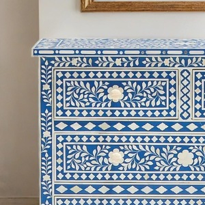 Cajón con Incrustaciones de Hueso de ILAHI, Diseño Moderno con Detalles de Ágata, Mueble Portátil para el Hogar - Product Image 2