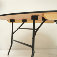 USA Maßgefertigter 1,5m Metallrahmen Sperrholz Klappbarer Bankett-Tisch Holz Faltbarer Hochzeitstisch Hotel-Esstisch Modernes Design