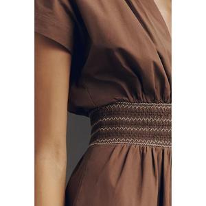 Robe midi trapèze décontractée en popeline de coton à taille naturelle, plissée, unie, pour femme, personnalisable, écologique, respirante et élégante - Product Image 3