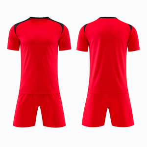 Camiseta de Fútbol Roja de Manga Corta para Hombre, Cuello Redondo, Ajustada, Transpirable, de Poliéster, para Todas las Temporadas, Ropa Deportiva - Product Image 6