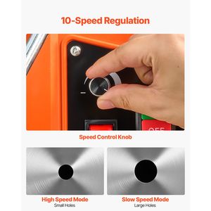 Trapano Magnetico Elettrico Portatile 1550W, 2 Diametri di Foratura, Forza Magnetica 2922 Lbf, Velocità Variabile 0-550 RPM - Product Image 4