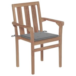 Juego de 4 Sillas de Jardín Apilables de Madera de Teca Sólida Gris - Product Image 3