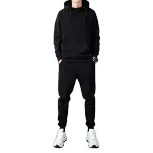 OEM custom logo embroidery printed design mens Autumn/Winter Loose Fit Plus Size Hooded Sweatshirt sets - Product Image 1