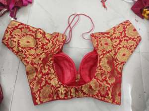 Vente en gros de tissu en mousseline de Banarasi sans manches, ethnique, d'hiver, à motifs floraux Zari, court, pour blouses et chemises de mariée et de femme - Product Image 2