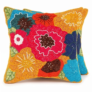 Premium White Green Coral Beaded Cushion <b>Cover</b> Handcrafted Throw <b>Pillow</b> <b>Cover</b> Home Accent - Product Image 5