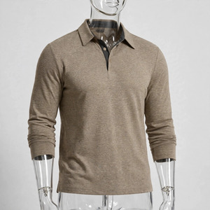 T-shirt décontracté pour homme en twill uni tricoté à manches courtes avec col boutonné, respirant, en polyester 140g, idéal pour l'été - Product Image 2