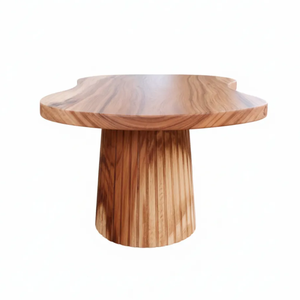 Modern Organic Solid Suar Wood <b>Coffee</b> <b>Table</b> Fluted <b>Legs</b> Design Handmade Natural Live Edge Premium Living Room Furniture - Product Image 1