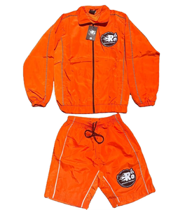 Custom Winter Hooded Nylon Windbreaker <b>Jacket</b> and Shorts Set Plus Size Water Resistant Two Piece Tracksuit - Product Image 6
