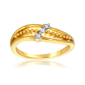 Trendy Yellow Gold Open Band <b>Ring</b>, Linear Diamond Embellishment, 0.35 Carat Total Diamond Weight, Wholesale Fashion Jewelry - Product Image 1