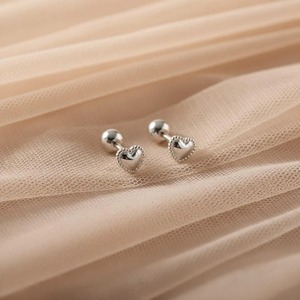 Boucles d'oreilles en argent plaqué or rose en forme de cœur, argent 925, unisexe, bijoux mignons à porter tous les jours - Product Image 2