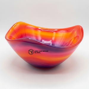 Bol décoratif multicolore en forme de vague, dégradé moderne orange, rose, violet, plat de service élégant, centre de table, décoration de table - Product Image 1