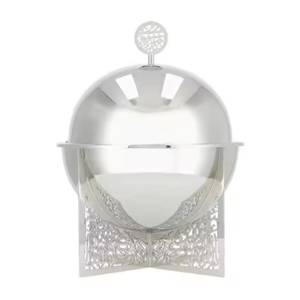 Moderno calentador de alimentos tipo chafing dish blanco con tapa de cúpula, de acero inoxidable, elegante, para catering, buffet, hecho a mano, apilable - Product Image 2
