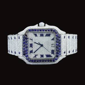 Reloj Unisex de Lujo de Acero Inoxidable ETA con Diamantes Moissanite VVS, Gemas de Rubí, Manecillas Analógicas, Esfera de Cristal, Movimiento Mecánico - Product Image 1