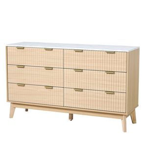 Cassettiera Moderna Minimalista a 6 Cassetti Scanalati in Legno con Dispositivo Anti-Ribaltamento Scorrevole, Armadio Scanalato per Arredamento Camera da Letto - Product Image 1